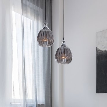 Nova Luce Zarley - lampe suspendue - Ø 18 x 120 cm - chrome et gris fumé