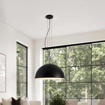 Nova Luce Tholos - lampe suspendue - Ø 60 x 240 cm - noir sablé et blanc mat