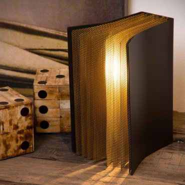 Lucide Extravaganza Livret - lampe à poser - 16,5 x 15 x 22 cm - noir et or