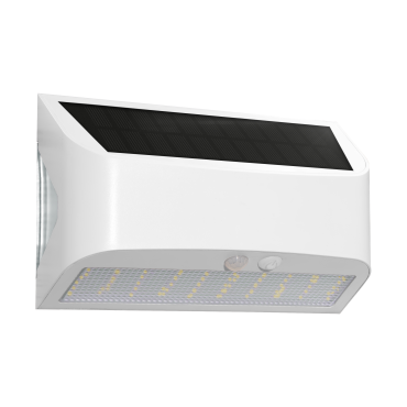 Century Italia Arcadia Max - lampe murale extérieure à énergie solaire avec capteur - 18 x 6,2 x 11,3 cm - LED 6W inclus - IP65 - blanc