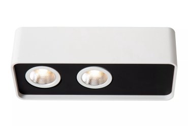Lucide Angular - spot de plafond - 18 x 7 x 5 cm - 2x 6W LED dimmable inclus - blanc avec noir