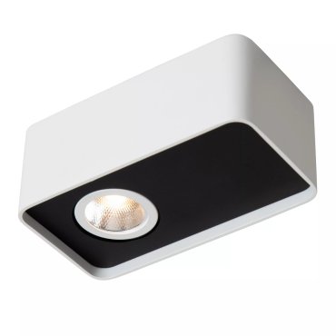 Lucide Angular - spot de plafond - 13 x 7 x 5 cm - 6W LED dimmable inclus - blanc avec noir