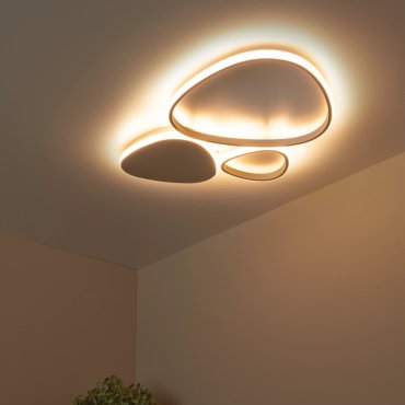 Lucide Samling - plafonnier - 62 x 43 x 4 cm - LED 30W dimmable incluse - taupe