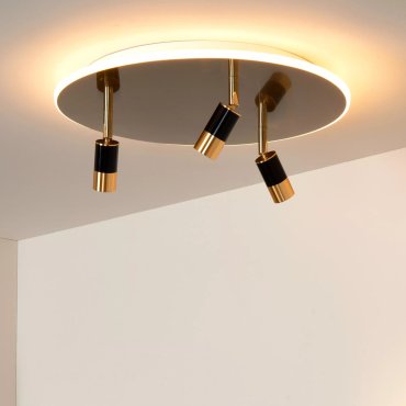 Lucide Jubel - plafonnier - Ø 48 x 16,5 cm - 28W + 3x 5W LED dimmable inclus - laiton