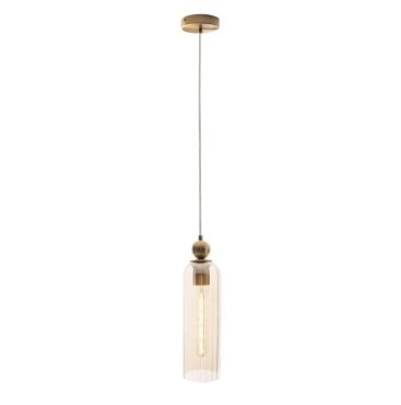 Maxlight Campanila - lampe suspendue - Ø 11 x 158 cm - laiton et ambre