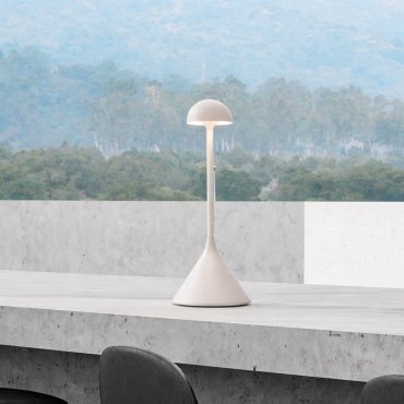 Nova Luce Dalt - lampe de table rechargeable pour extérieur - Ø 9,5 x 25 cm - 1W dimmable LED inclus - IP54 - blanc sablé