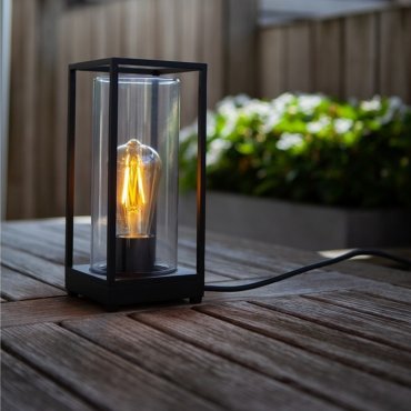 Lutec Flair - lampe de table d'extérieur - 12 x 12 x 27,2 cm - IP44 - noir mat