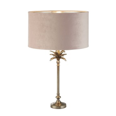 Searchlight Palm - lampe à poser - Ø 38 x 65 cm - nickel antique et rose