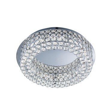 Searchlight Vesta - plafonnier - Ø 39,5 x 10 cm - 22W LED dimmable inclus - chrome