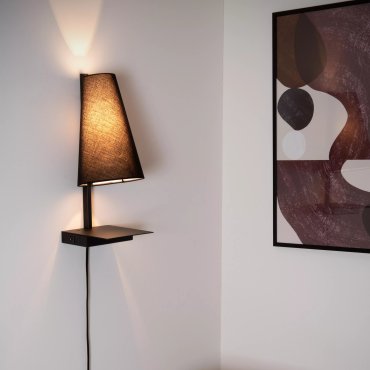 Lucide Gregory - lampe de chevet avec port USB - 19,8 x 18 x 45 cm - noir