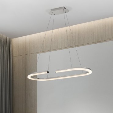 Nova Luce Elmo - lampe suspendue - Ø 90 x 125 cm - 48W dimmable LED inclus - acier inoxydable chromé