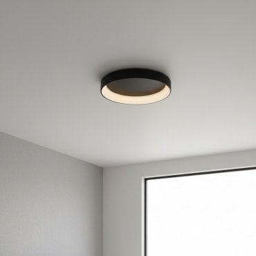 Lucide Talowe - plafonnier - Ø 80 x 13 cm - 80W LED dimmable inclus - noir