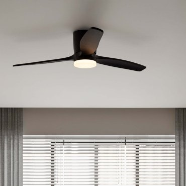Nova Luce Aloa - ventilateur de plafond avec lumière et télécommande - Ø 132 x 27,5 cm - 18W LED inclus - noir sablé et bois noir