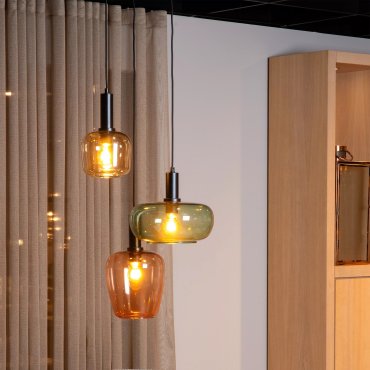 Lucide Ilona - lampe suspendue 3L - Ø 51 x 174 cm - noir et multicolore
