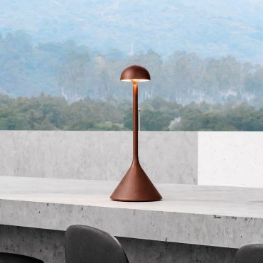 Nova Luce Dalt - lampe de table rechargeable pour extérieur - Ø 9,5 x 25 cm - 1W dimmable LED inclus - IP54 - corten