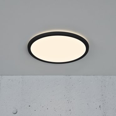 Nordlux Oja - plafonnier de salle de bains - Ø 29,4 x 2,3 cm - 3 niveaux Moodmaker Fonction SceneSelect (3000K-4000K) - 14,5W LED inclus - IP54 - noir