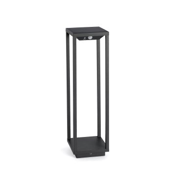 Faro Saura - poteau de jardin solaire avec détecteur de mouvement - 14 x 11,5 x 50 cm - 2W LED inclus - IP54 - gris foncé