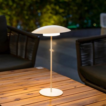 New Garden Sardinia 40 - lampe de table rechargeable - Ø 22 x 40 cm - 6W dimmable LED inclus - IP44 - blanc