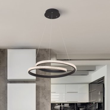 Nova Luce Grania - lampe suspendue - Ø 55 x 120 cm - 25W LED dimmable inclus - noir sable