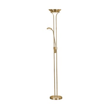 Searchlight Mother &amp; Child - lampadaire avec liseuse - Ø25,4 x 180 cm - 15,5W + 5W LED dimmable inclus - laiton satiné
