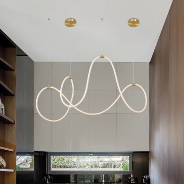 Nova Luce Cerelia - lampe suspendue - 150 x 60 x 120 cm - 57W dimmable LED inclus - laiton doré et blanc