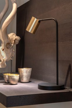 Artdelight Megano - lampe à poser - Ø 17 x 45 cm - noir avec or