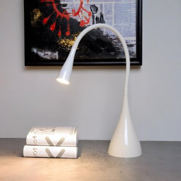 Lucide Zozy - lampe à poser - Ø 11,2 x 48,5 cm - 4W LED inclus - 3 niveaux de gradation - blanc