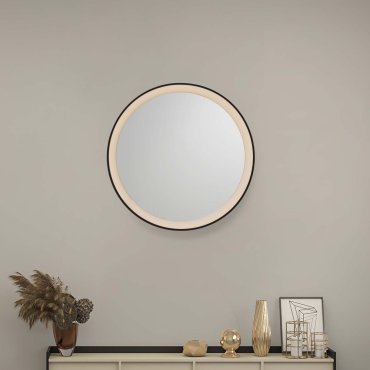 Nova Luce Onar - miroir avec éclairage - Ø 58 x 6 cm - 21W LED inclus - noir sablé