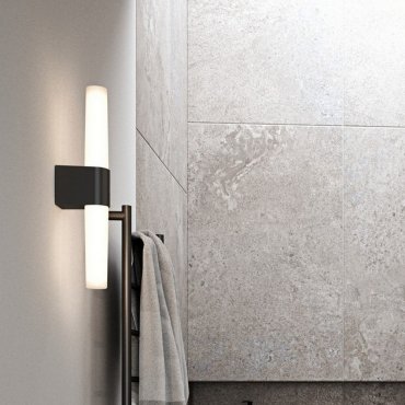 Nordlux Helva Double Basic - applique murale - 10,6 x 5,7 x 42,5 cm - 9W LED inclus - IP44 - noir