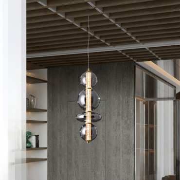 Nova Luce Navi - lampe suspendue - 17 x 22 x 200 cm - 20W LED inclus - laiton doré et gris fumée