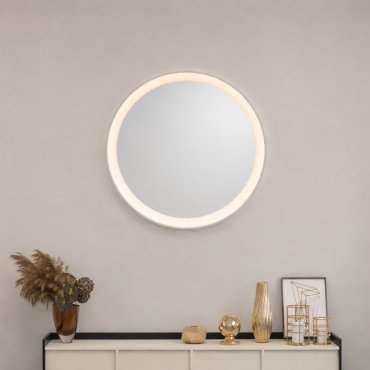 Nova Luce Onar - miroir avec éclairage - Ø 58 x 6 cm - 21W LED inclus - blanc sablé