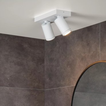Lucide Taylor - spot en saillie 2L - 24 x 10 x 12,5 cm - 2 x 5W LED dimmable inclus - dim to warm - IP44 - blanc