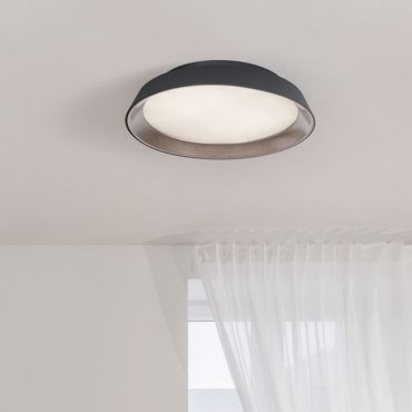 Nova Luce Vela - plafonnier - Ø 45 x 9,5 cm - LED 30W dimmable incluse - noir sable et café