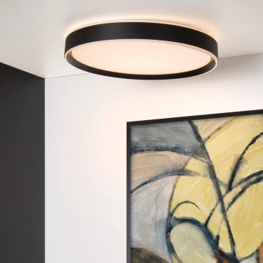 Lucide Nuria - plafonnier - Ø 50 x 7,5 cm - 36W LED inclus - 3 niveaux de gradation - noir
