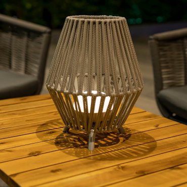 New Garden Conta 30 - lampadaire/table d'extérieur avec source lumineuse rechargeable et télécommande - 9W LED inclus - Ø 25,5 x 32,5 cm - IP54 - gris