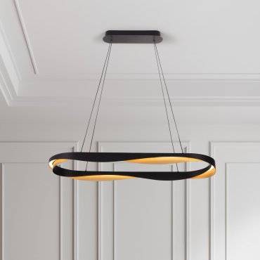 Nova Luce Radon - lampe suspendue - Ø 100 x 160 cm - 62W dimmable LED inclus - noir mat et or