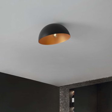 Nova Luce Onia - plafonnier - Ø 40 x 25 cm - noir sablé et or