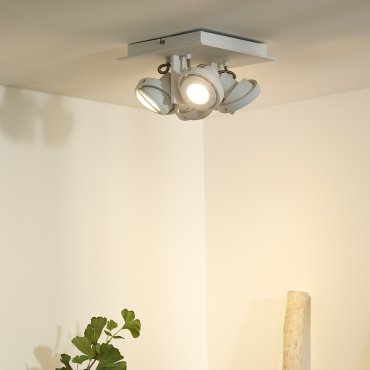 Lucide Landa - spot en saillie - 23 x 23 x 12,5 cm - 4 x 5W LED dimmable inclus - dim to warm - white
