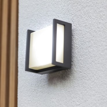 Lutec Qubo - Applique d'extérieur - 14 x 7,2 x 14 cm - 9,5W LED inclus - IP54 - gris foncé