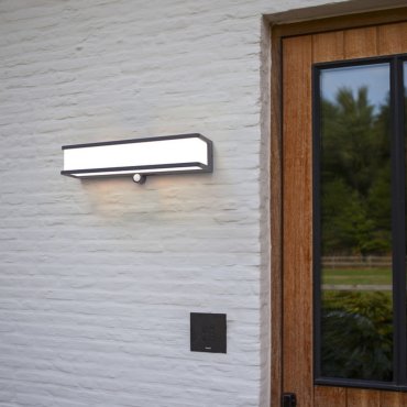 Lutec Doblo - Applique solaire extérieure avec détecteur de mouvement - 9,1 x 35 x 9 cm - 16,5W LED inclus - IP44 - gris foncé