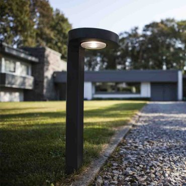 Lutec Diso - poteau de jardin solaire avec capteur - 17 x 17 x 45 cm - 2W LED inclus - IP44 - gris foncé