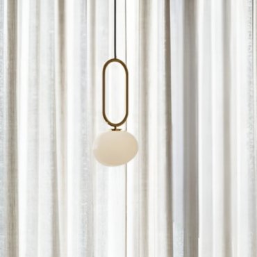Design for the People Shapes 27 - lampe suspendue - Ø 27 x 368,5 cm - blanc et laiton