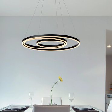 Lucide Triniti - lampe suspendue - Ø 80 x 135 cm - 136W LED dimmable inclus - noir