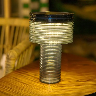 New Garden Ambar - lampe de table rechargeable à énergie solaire et à batterie avec télécommande - Ø 16 x 25 cm - blanc 3,6W LED inclus - IP44 - gris