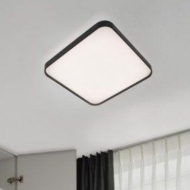 Nova Luce Athos - plafonnier - 48 x 48 x 6 cm - 30W LED inclus - noir sable