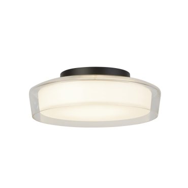 Searchlight Puck - plafonnier - Ø 30 x 10 cm - 14W LED dimmable inclus - IP44 - noir et transparent