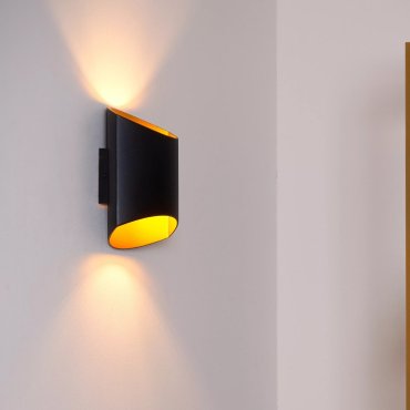 Lucide Diletta - applique murale - 16 x 8 x 18 cm - noir/doré