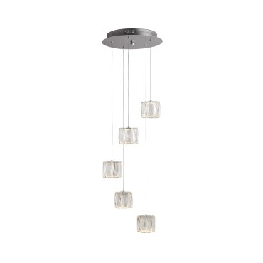Searchlight Maxim - lampe suspendue - Ø 30 x 120 cm - 5 x 5W LED dimmable inclus - chrome
