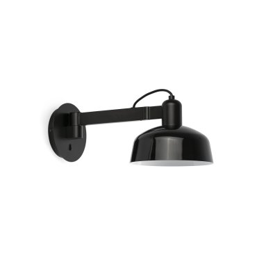 Faro Tatawin - applique - Ø 18,4 x 38 x 15 cm - noir satiné et noir brillant