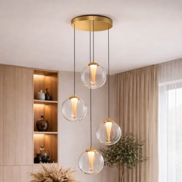 Nova Luce Galeo - lampe suspendue - Ø 56 x 179 cm - 25W dimmable LED inclus - or sablé